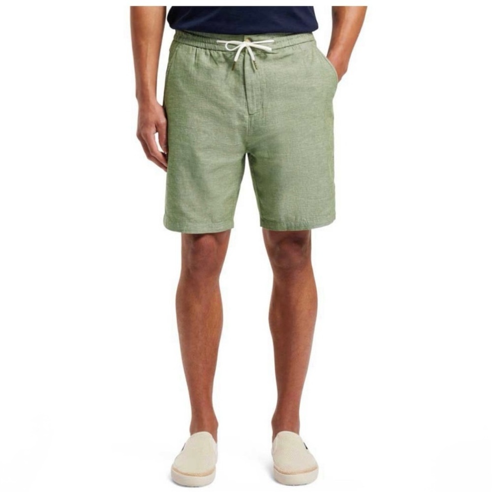 Scotch & Soda Linen Blend Teal Herringbone Casual Fave Bermuda Shorts, W36, EUC